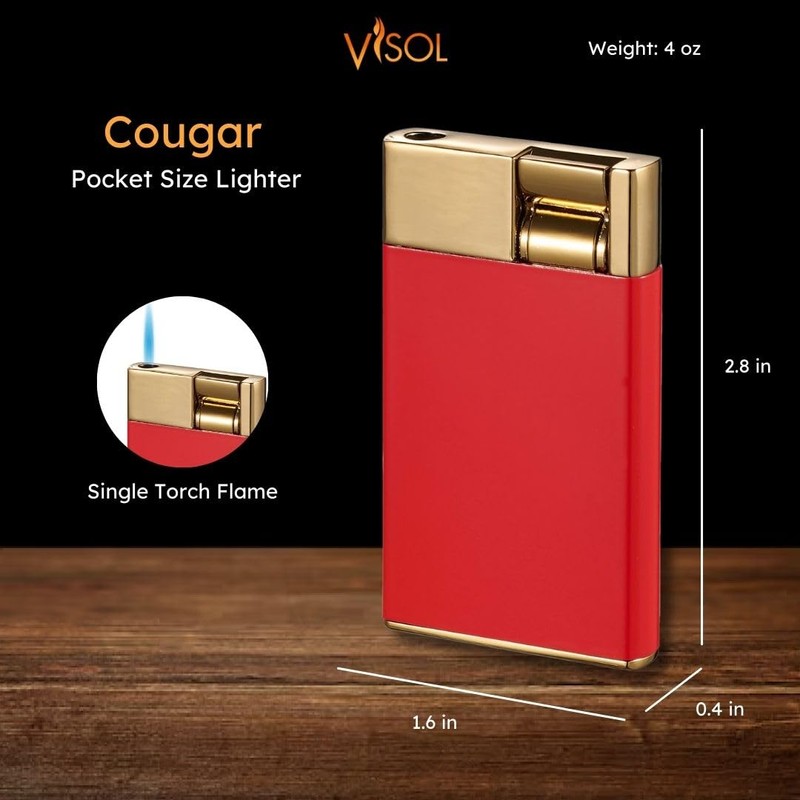 Visol Cougar Single Flame Butane Torch Refillable Gas Lighter (Shipped