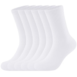 NEDLON 3-6 Pack White Crew Socks Women,Casual Athletic Aesthetic Socks Combed Cotton Socks for Women Granola Girls Clothes (AU, Alpha, One Size, Regular, Regular, Standard, White*6)