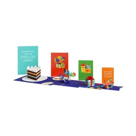 Lovepop Birthday Pop-Up Card for Her and Him - 4 pcs 3D Greeting Cards for Boys, Girls, Men, Women - Happy Birthday Endless Surprises - 5" x 7" Nesting Card - Blank Note Card & Envelope Included