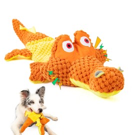 KEITTPEET Crocodile Squeaky Plush Dog Toys, Interactive Dog Toys with Soft Fabric, Puppy Toys to Keep Them Busy, Dog Chew Toys for Small, Medium, and Large Dogs - Orange