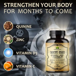 HERBALICIOUS Quinine with Zinc Vitamin D3 and Vitamin C Body Guard Immune Defense 60caps