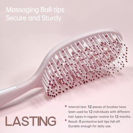 Arthaxi Vented Hair Brush for Women, Pink Hollowed Brush Paddle for Quicker Drying Use Travel Size, Detangling Hairbrush for Hurt-Free Brushing on All Hair Types, Pink, 1 Pack