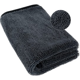 Airlab Microfibre Cloth Extra Large and Thick XXL 90x60cm, Microfibre Car Cleaning Cloths 650GSM, Super Absorbent Car Drying Towel for Car Detailing, Polishing, Cleaning, Wash, Black 24" x 35"