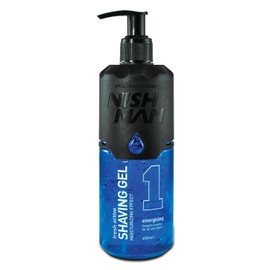 Nishman Transparent Shaving Gel with Pump for Men, Women, 400 ml | Moisturizing and Smooth Shaving Experience (No.1 Energizing)