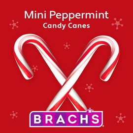 Brach's Mini Peppermint Candy Canes, Christmas Candy, Stocking Stuffers, Holiday Classic, 260ct, 40 oz Tub