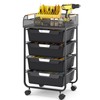 SYKIARIOL 4-Drawer Rolling Storage Cart with Mesh Top,Black