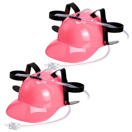 zsccxq 2 Pcs Juice Hat Funny soda Hat juice Helmet Adjustable soda Hat can Holder Soda Cap with Straw for Sports Games Christmas Party Supplies Gifts (Pink)