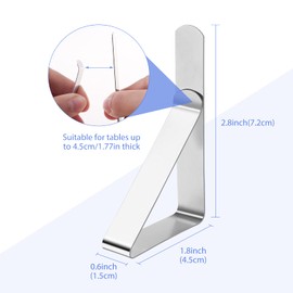 Thrilez 24 Pieces Tablecloth Clips, Stainless Steel Table Cover Clamps for Indoor & Outdoor Use, Adjustable Table Cloth Holders for Picnics Parties Weddings BBQ Dinners Kitchen Restaurant Schools