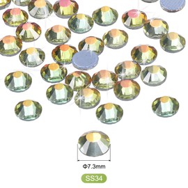 MECCANIXITY 288 Pcs Hotfix Rhinestones Flatback Crystal Glass Gems for Crafts Clothes DIY Decoration(SS34 7.3mm,Bright Yellow)