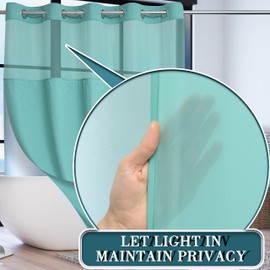 Conbo Mio Waffle Weave Hotel Style Shower Curtain with Snap in Liner for Bathroom Waterproof Machine Washable Shower Curtain (Waffle-Green,71"(W) x 84"(H))