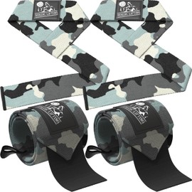 Wrist Wraps & Lifting Straps (Bundle Pack) - Professional Quality 20" Wrist Support with Heavy Duty Thumb Loop - Weightlifting Support for Men/Women - Camo Grey - Nordic Lifting