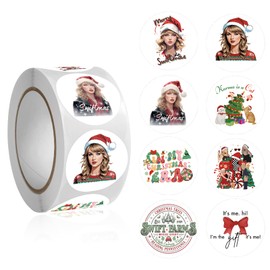 500Pcs Music Singer Stickers Rolls Christmas - 8 Style Merry Christmas Tay-loris Stickers - Easy Stick & Removeable for Fans Lover Scarpbook Window Tumblers Water Bottles Teens