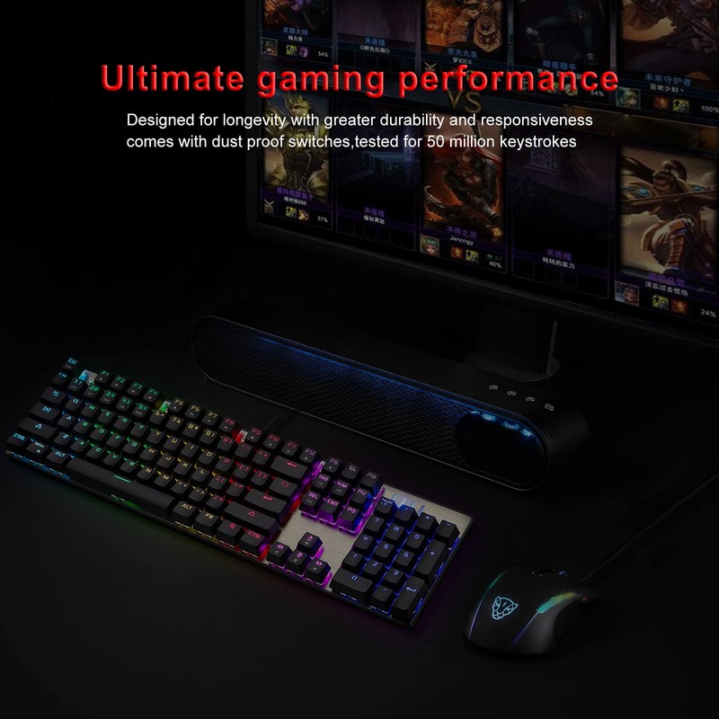 MOTOSPEED CK104 RGB LED Backlit Wired Mechanical Gaming Keyboard, 104