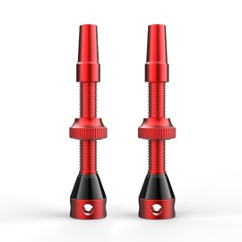 Shredr. Tubeless Valve Set, Red, 44 mm, Presta Valves for Tubeless Tyres, Super Light Aluminium, Red Anodised French Valve, For Normal Rims (44 mm)