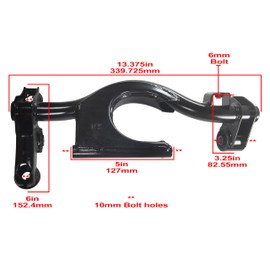 GY6 150cc Engine Hanger Mount, 13.375 x 6 inches, 10mm Bolt Holes, Black, OEM Part for Wolf Brand Scooters Fits Jet Classic 2