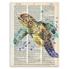 Upcycled Dictionary Art - Sea Turtle - 8.5x11 Unframed Dictionary