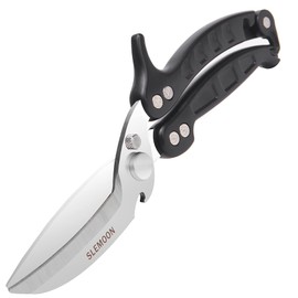 SLEMOON Kitchen Shears Heavy Duty Poultry Shears Meat Cutting Dishwasher Safe and Stainless Food Kitchen Scissors for Chicken Turkey Thanksgiving,Black