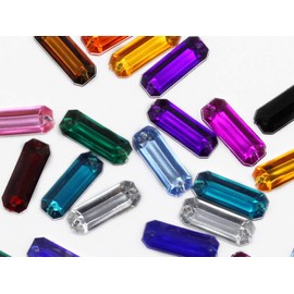 Allstarco 19x7mm Red Ruby CH17 Flat Back Sew On Rectangle Baguette Beads Acrylic Rhinestones Sewing Plastic Gems with Holes for Jewelry, Clothes Embelishments, Shoes, Cosplay Crafts 50 Pcs