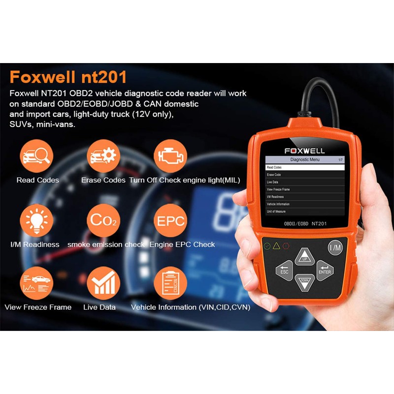 FOXWELL NT201 Universal Car Diagnostic Scanner Fault Code Reader Engine