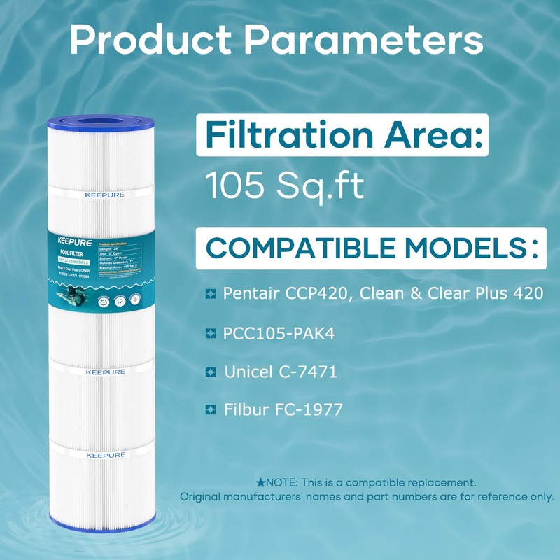 KEEPURE CCP420 Pool Filter Cartridges Compatible with 178584, PCC105-PAK4, FC-1977,