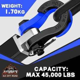 AUTOBOTS Tigertooth Split D Ring Shackles 45,000lb Break Strength, 3/4”Shackle D Rings Heavy Duty with 7/8 Pin for Tow Strap Winch Offroad Vehicle Recovery Accessories White