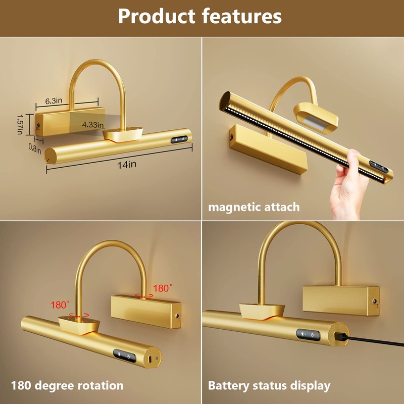 ENWEGEY RGB Picture Light for Wall - 14In Painting Light