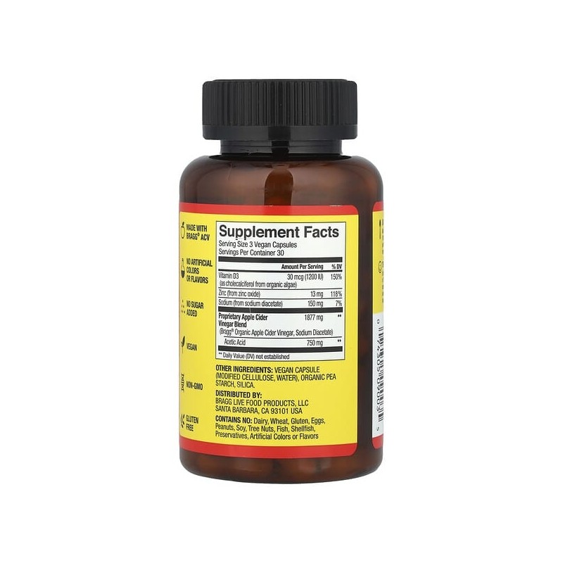 Bragg, Apple Cider Vinegar, 90 Capsules / Bragg (브래그), 사과