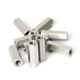 Increased Fire Stainless Steel Hex Nuts M3 14mm Length 10pcs Rod Coupling Nuts Stud Connector Fasteners, Silver Tone