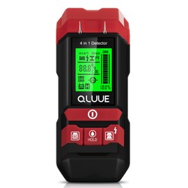 QLUUE 4-in-1 Line Finder & Moisture Meter, Multifunctional Wall Scan Stud Detector, Wood/Metal/AC Wire with Acoustic Warning, Hygrometer for Detection of Wood/Building Moisture