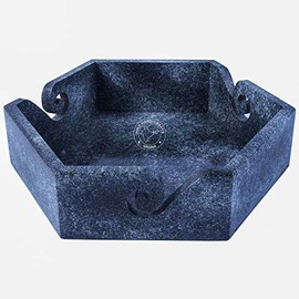 Hind Handicrafts Solide dunkle, handgefertigte Holzschale, tragbar, antikes Garn, Aufbewahrung, Halter für Stricken, Häkelnadeln, Zubehör, Mehrzweck-Organizer (Granit, 26,7 x 29,2 x 6,3 cm)