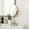 JERDON LED Lighted Tabletop Nickel Finish Makeup Mirror – 10X-1X