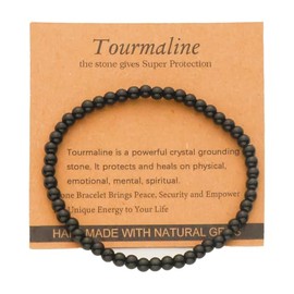 fasone Pulsera de turmalina negra, pulsera de turmalina, pulsera de turmalina negra para mujer y hombre, regalo de piedra natural para adultos