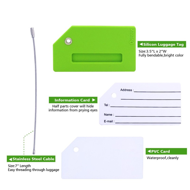 Silicone Luggage Tag with Name ID Card Perfect to Quickly