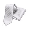 MICHIKO LONDON ALF-01 Tmichi-014 Necktie, Wedding, Silver, Striped, Silk, Formal