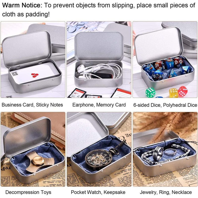 SECALIFE 12 Pack Metal Storage Tin Box with Lid, Rectangular