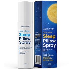 Wellamoon Sleep Spray - Calming Lavender Pillow Mist for Relaxation & Deep Sleep - Aromatherapy Bedding Spray Helps You Fall Asleep Faster - Soothing Bedtime Essential Oil Blend (50 ml.)
