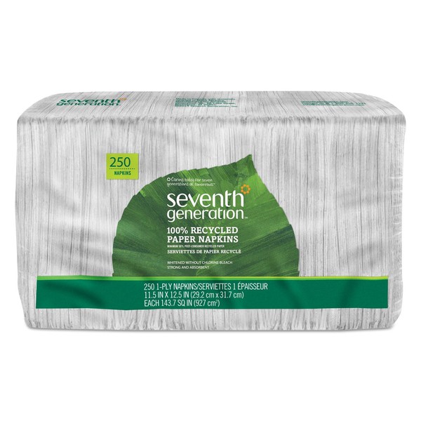 Seventh Generation Lunch Napkin, White Color, 1-ply, 250-Count Packs (Pack of 12)