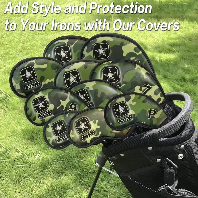 Golf Iron Head Covers Numbers Synthetic Leather Headcover Deluxe Value
