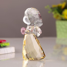 Crystal Little Angel Christmas Birthday Gifts Cherub Figurine Paperweight Decor Ornaments Art Collectible (Gold)