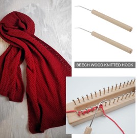 Pack of 3 Beech Wood Knitting Hooks Knitted Crochet Hook Stainless Steel Needle Hook Handmade Knitting Tool for Mats Scarves Handbags Boot Making