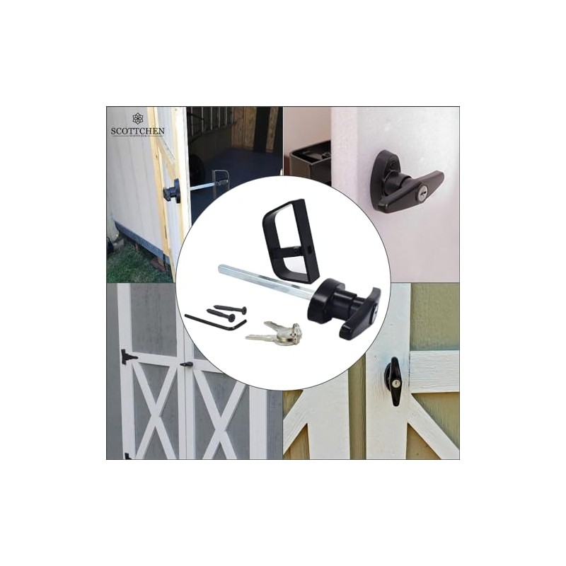6½" T-Handle Shed Door Lock Handle with Lock Keyed Alike