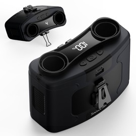 Socool 20000mAh Portable Waist Fan Clip on Wearable Belt Personal Fan Rechargeable, 40H Cooling Battery Operated with 10 Speeds & Dual Air Outlets, Neck Fans Hanging for Outdoor Jobsite (Black)