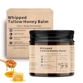 lymznus 100% Grass Fed Beef Tallow for Skin, Tallow and Honey Balm, Beef Tallow for Face and Body, Fast Absorption Tallow Cream, Natural Moisturizer Hydrates, Deeply Nourish the Skin 4 Oz