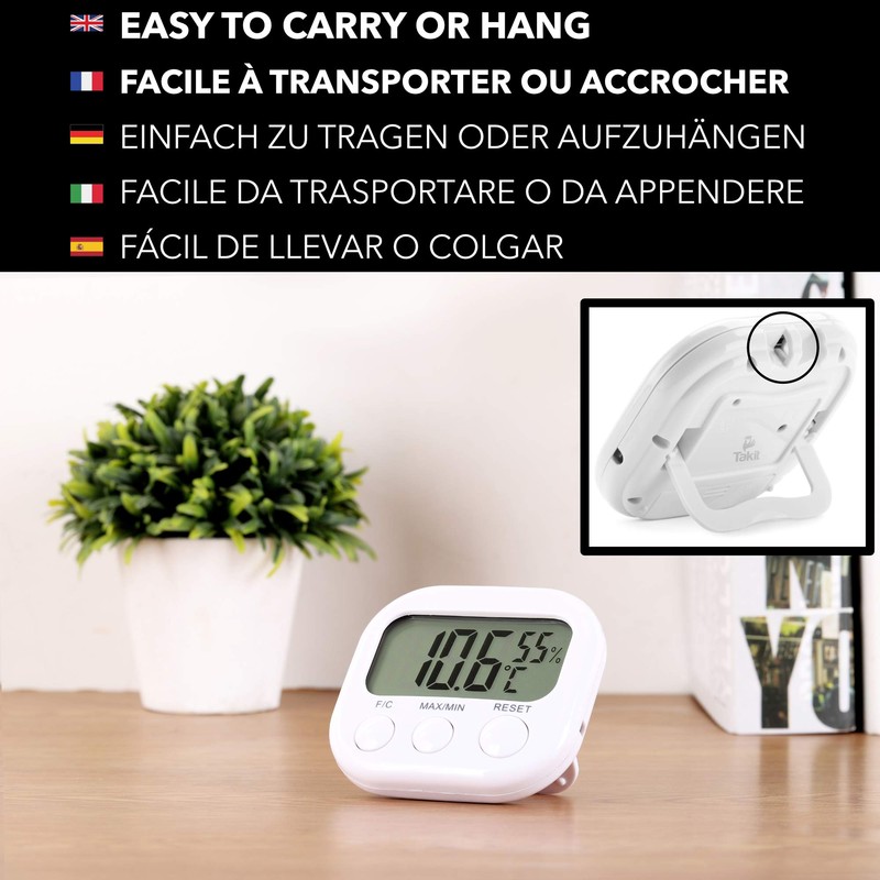 Takit Indoor Thermometer Hygrometer - High Accuracy - Digital Temperature