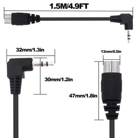 YARCHONN 3.5mm to MIDI Din 5Pin Male Cable 90 Degree Right Angle 1/8 inch Jack Plug TRS Stereo Audio Adapter Cable for Speaker Amplifier HI-FI soundsystems-1.5M/4.9FT (Male)