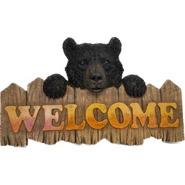 Pine Ridge Black Bear Welcome Sign- Black Bear Home Wall Decor, Rustic Farmhouse Plaques for Home, Office, Indoor, Outdoor