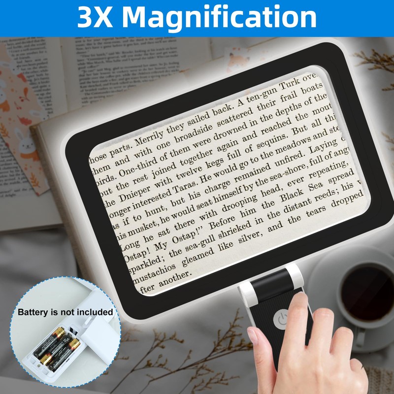 3X Magnifying Glass for Reading Handheld, Large Full Page Magnifier