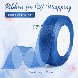 Blue Ribbon for Gift Wrapping 1 Inch 50 Yards Ribbons for Crafts Tulle Ribbon Sheer Ribbon for Flower Bouquet Light Blue Ribbon Candy Gift Ribbon Wrapping Ribbon Holiday Ribbon for Hair Ornaments
