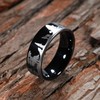 SHARDON Men's 8mm Black Tungsten Ring with Engraved Wolves in