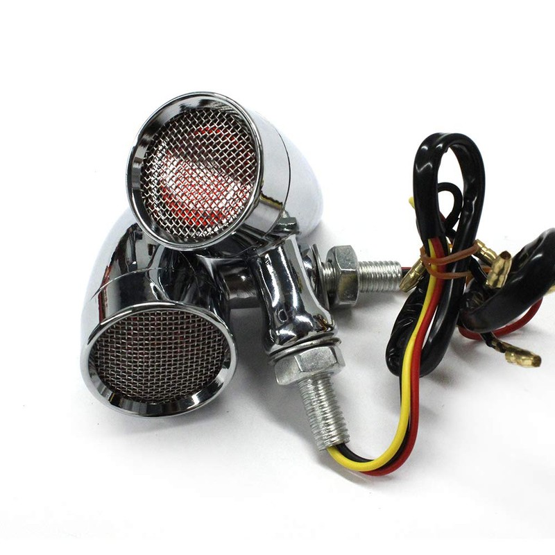 MISS MOLY Chrome Motorcycle LED Turn Signals RED Light Brake